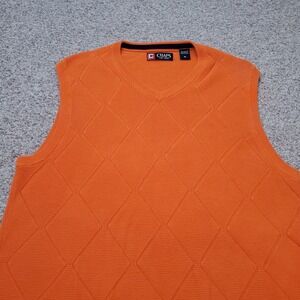 Chaps Orange V-Neck Sleeveless Sweater Vest Men's M Cotton  Business Casual Golf
